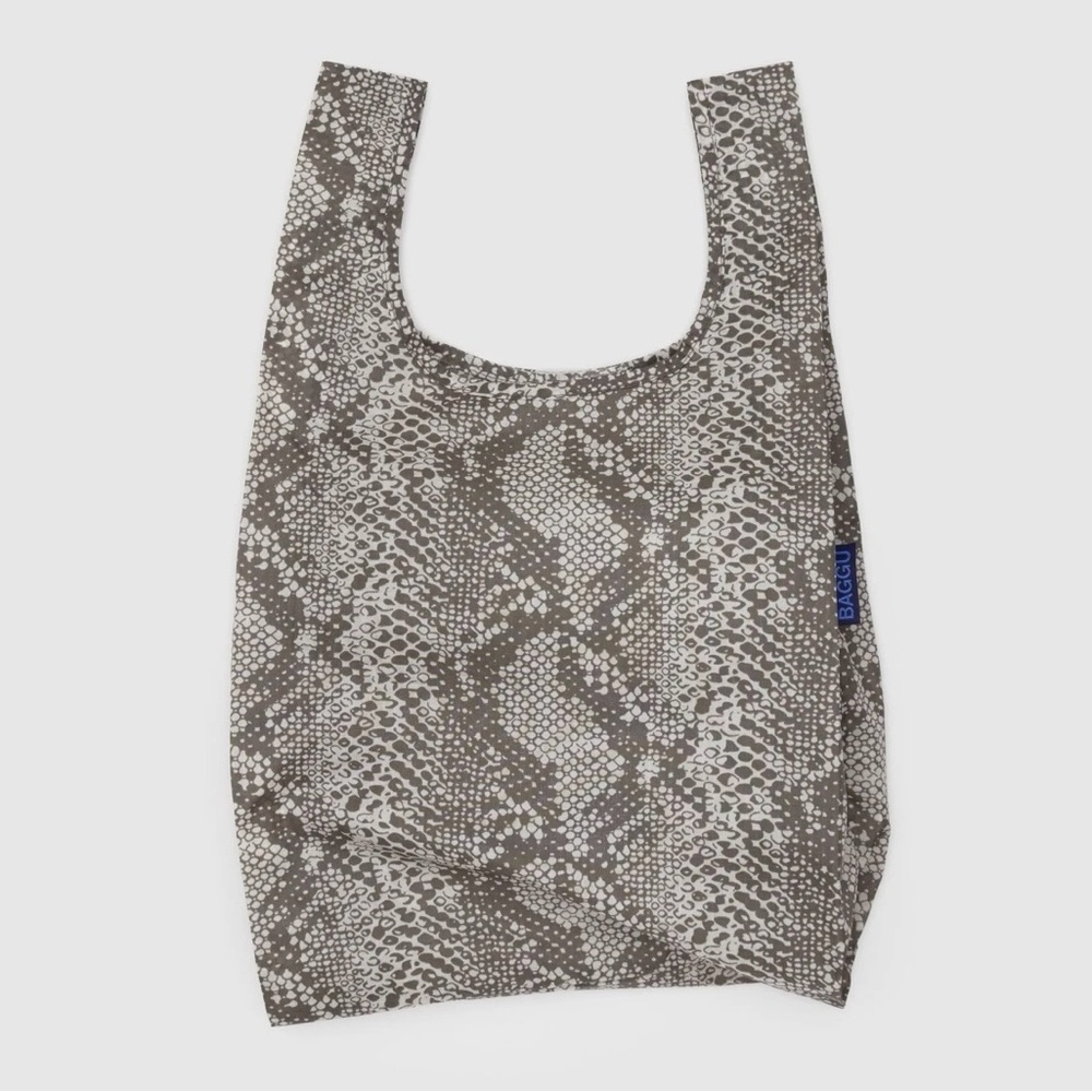 Baby BAGGU Gray Snakeskin Print Reusable Tote BAG Folds to 4x4” Washable Unisex